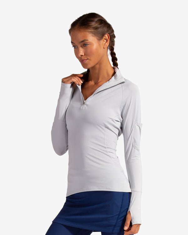 Camiseta técnica mujer manga larga con cremallera (Mock-Zip) – UPF50+